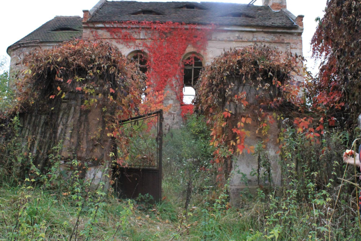 Pohled na vstupní bránu na hřbitov, foceno směr ke kostelu, rok 2015, zdroj: Anna Šimralová