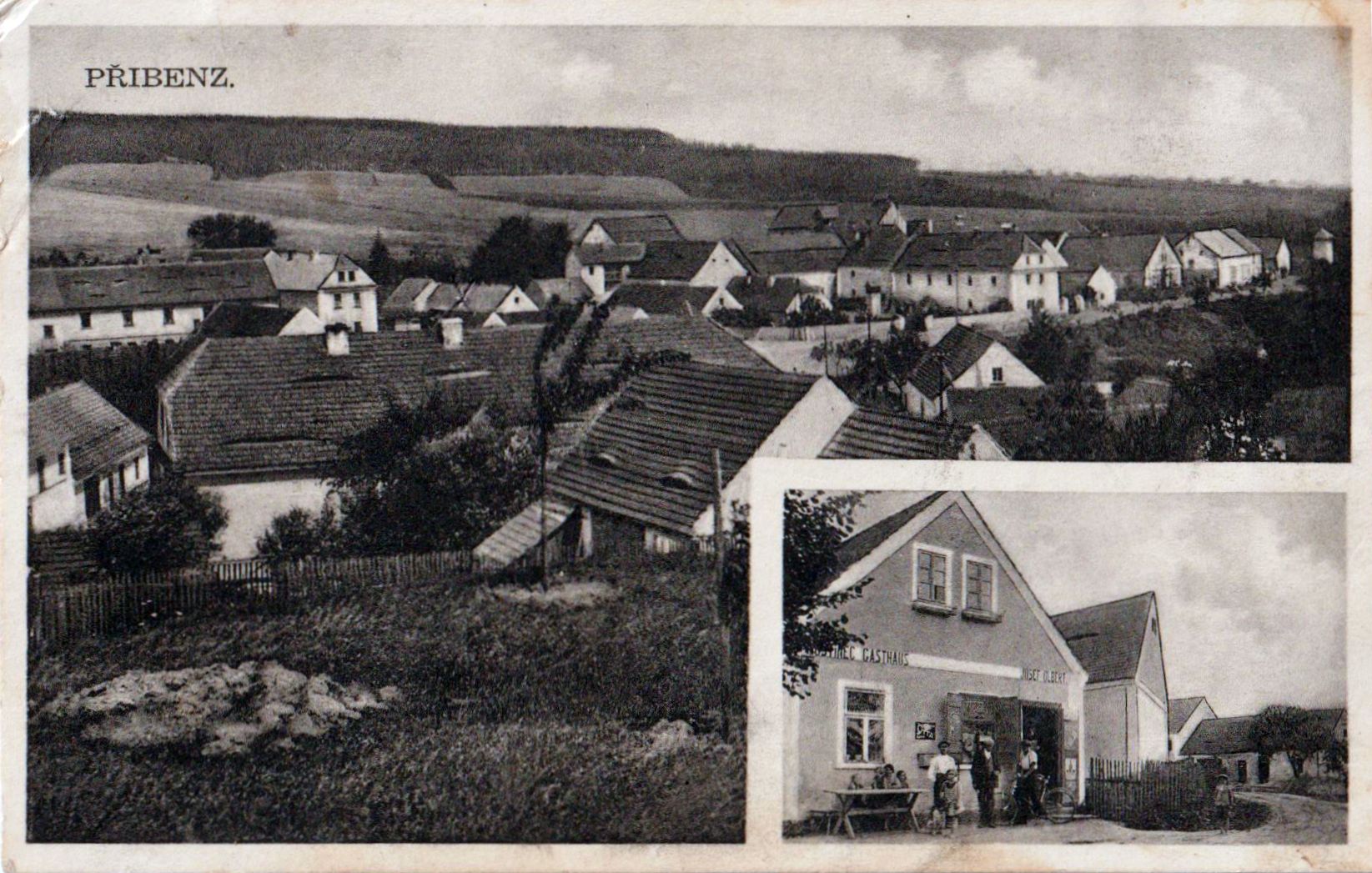 Pohlednice vsi Přibenice - Přibenz, nedatováno - pravděpodobně 30. léta 20. století, zdroj: Richard Kanta